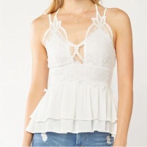 Entro NWT White Lace tank Top with lace and ruffle new boho